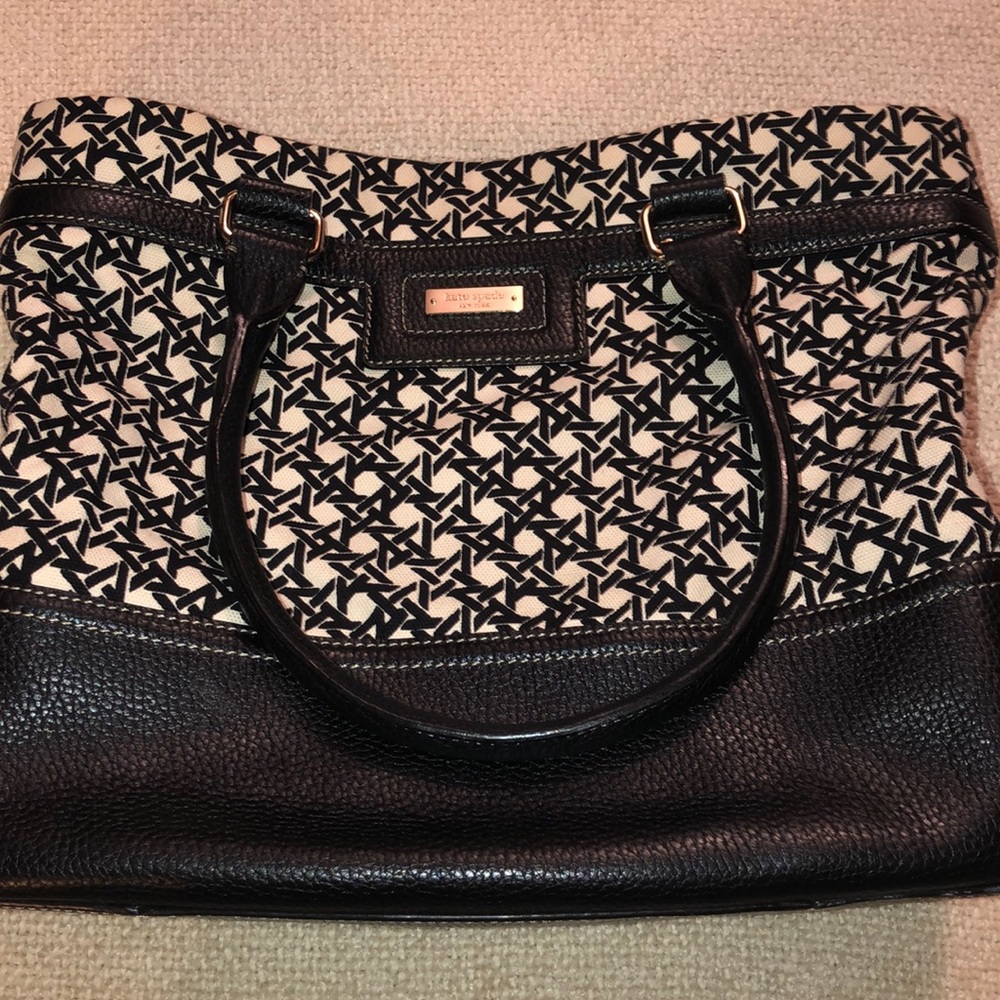 KATE SPADE Canvas & Leather Shoulder Tote